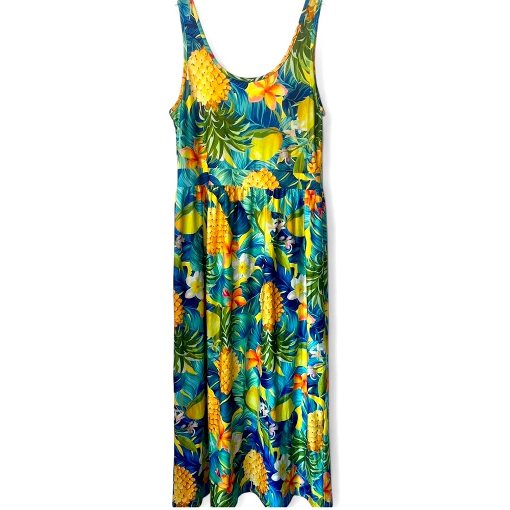LOVEU.DEAR Pineapple, Lemon, & Orange Blossom Printed Tropical Tank Dress Large